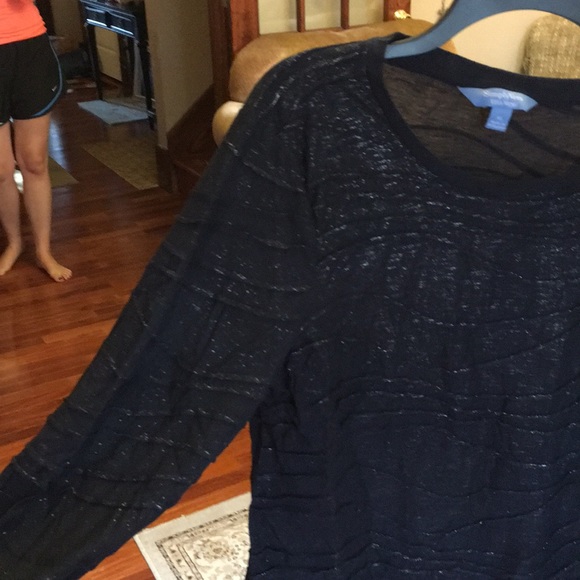 Vera Wang Simply Vera Shimmer Blue And Silver Top - Picture 5 of 8